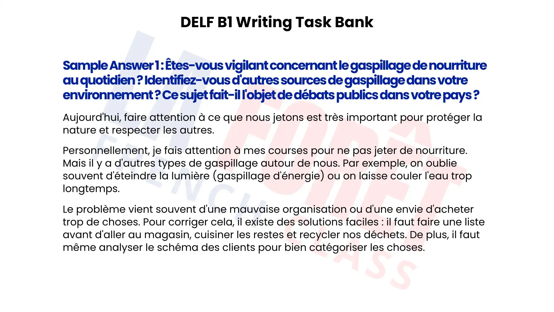 DELF B1 Writing Task Bank