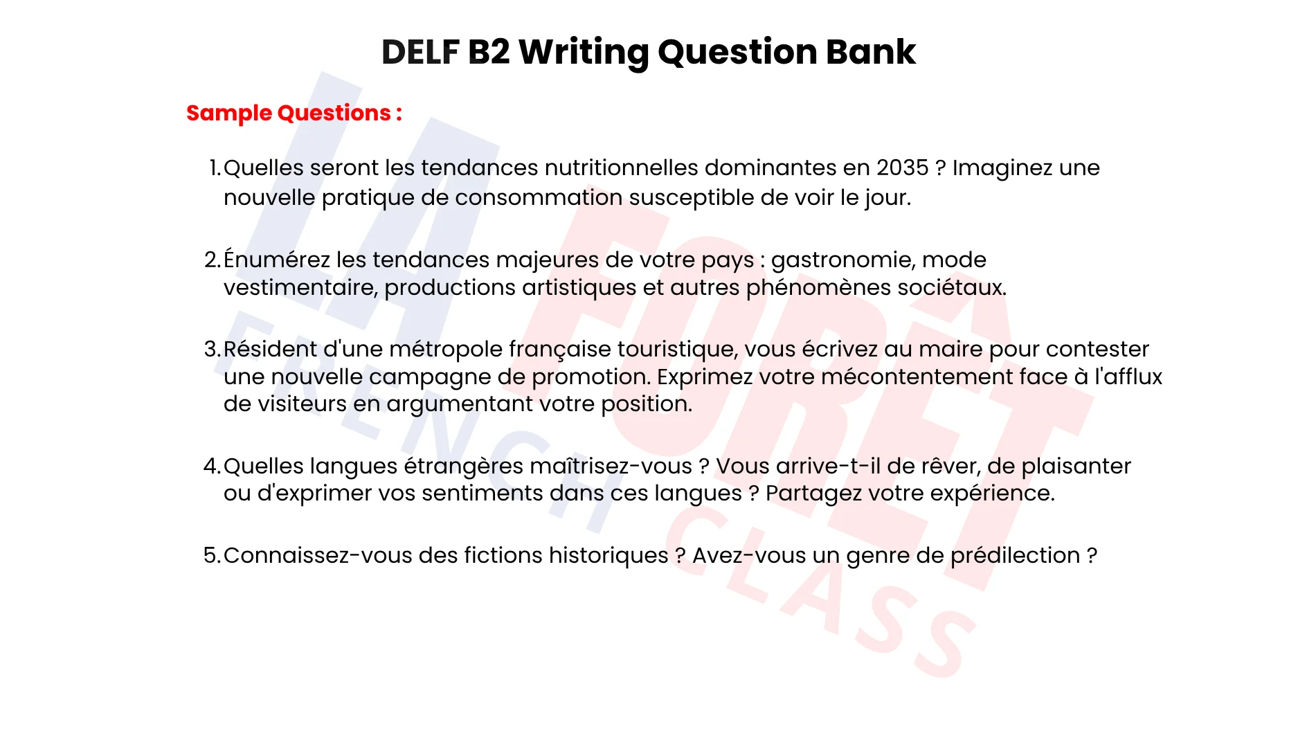 DELF B2 Writing Question Bank